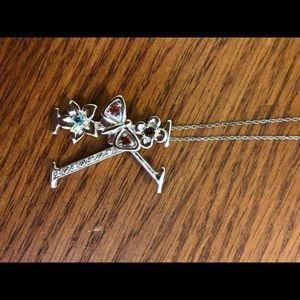 Silver flower K necklace